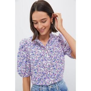 HYACINTH HOUSE Lilac Multi Floral Florence Blouse Size L NWT